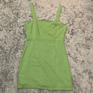 Forever 21 Green Square Neck Thick-Strapped Dress